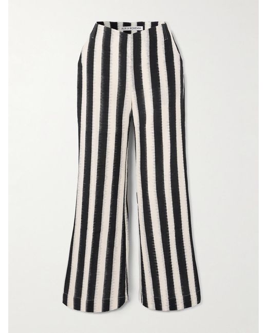 Alix Of Bohemia White Charlie Striped Cotton Flared Pants