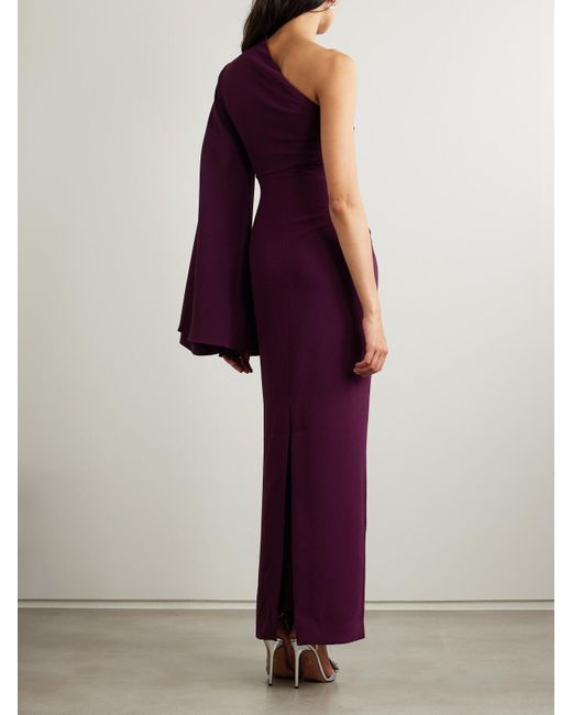Solace London Purple Elisa One-Sleeve Crepe Gown
