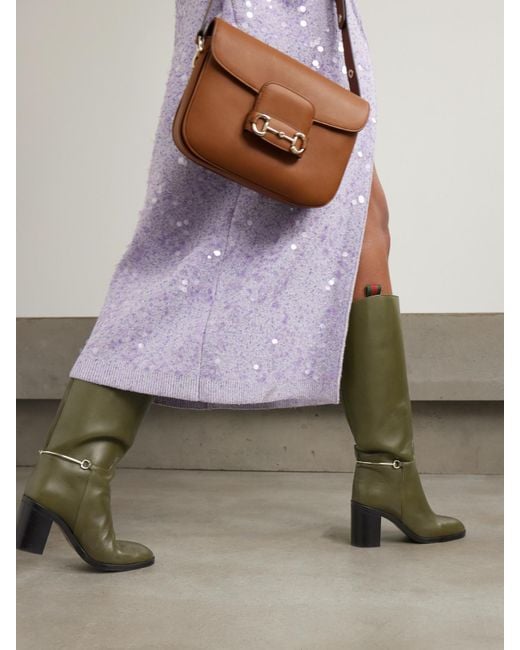 Gucci Green Damenstiefel Mit Schmalem Horsebit, Größe