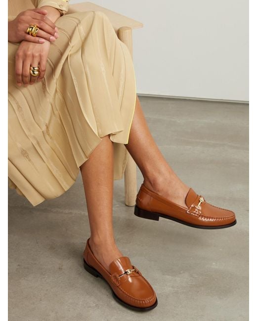 Mocassins En Cuir Verni À Ornements Harry Ferragamo en coloris Brown