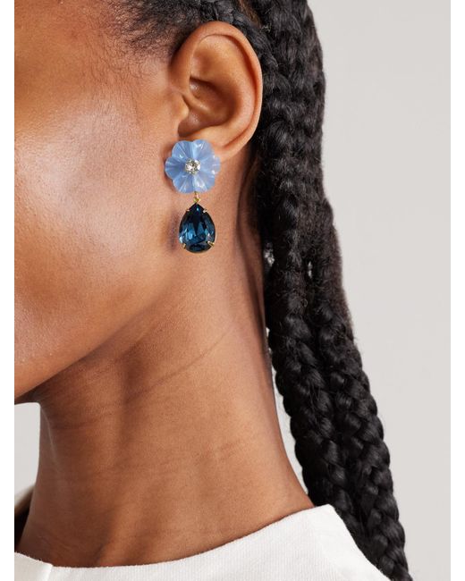 Jennifer Behr Blue Juna-Plated, Crystal And Chalcedony Earrings