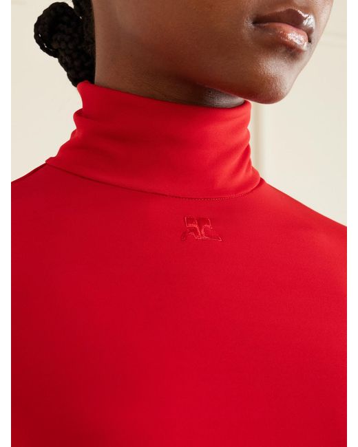 Courreges Red Jersey Rollneck Top