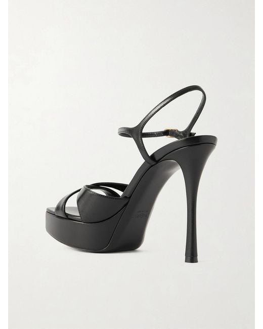 Saint Laurent Black Debbie Leather Platform Sandals