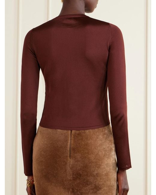 Saint Laurent Red Cassandre-Embellished Knit T-Shirt