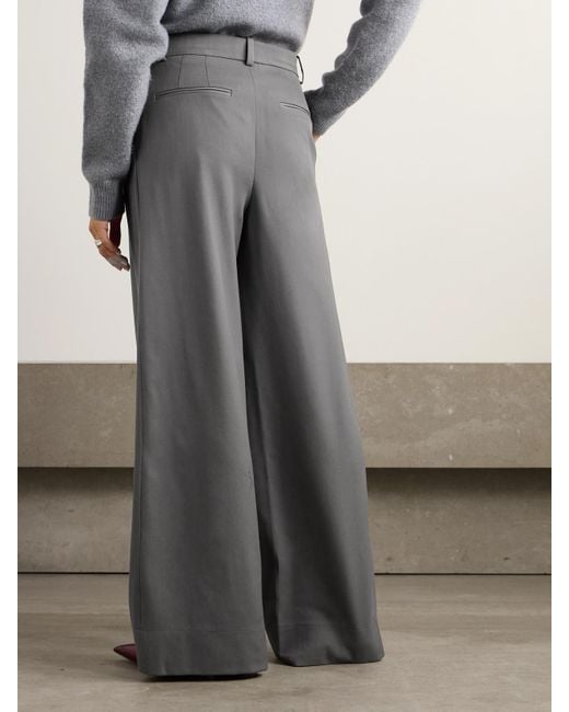 Wardrobe NYC Gray Pleated Grain De Poudre Wool Wide-Leg Pants