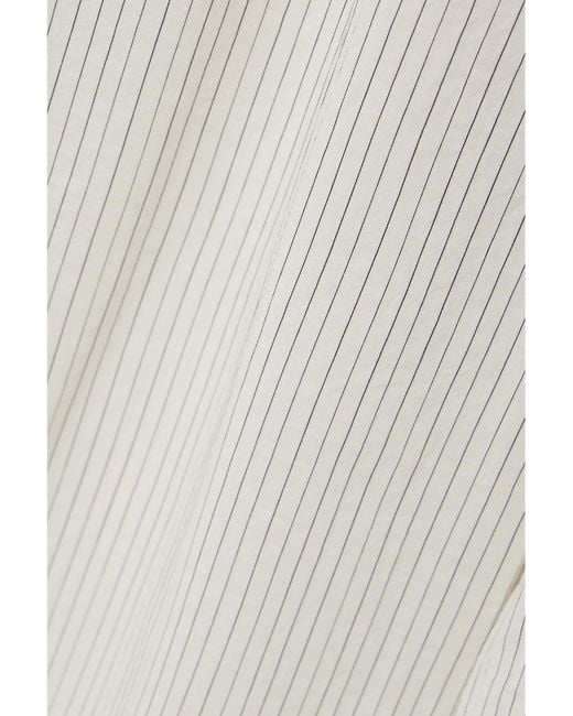Max Mara White Xero Hose Mit Weitem Bein Aus Einer Baumwoll-Seidenmischung Mit Nadelstreifen Und Bindegürtel