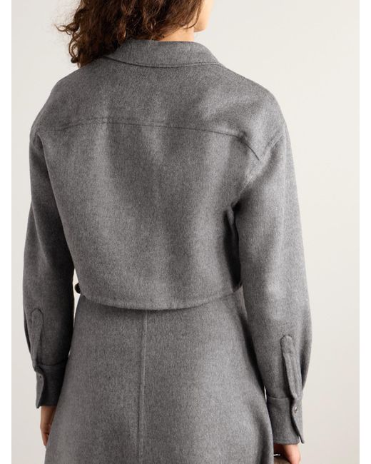 Brunello Cucinelli Gray Cropped Brushed-Wool Jacket