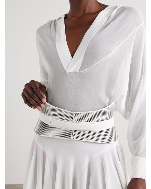 Alaïa Gray Neo Bustier Gürtel Aus Lasergeschnittenem Leder