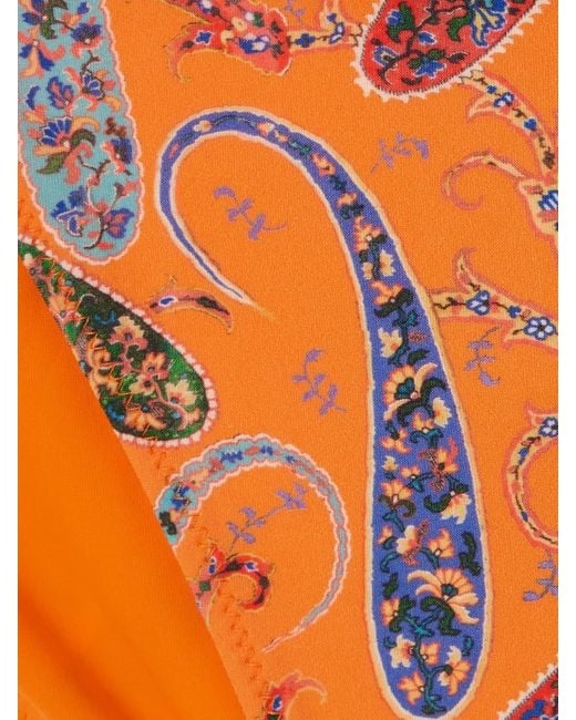 Etro Orange Embellished Paisley-Print Triangle Bikini