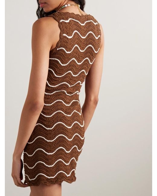 Cara Cara Brown Orel Minikleid Aus Gestreifter Baumwolle Mit Wellenkanten