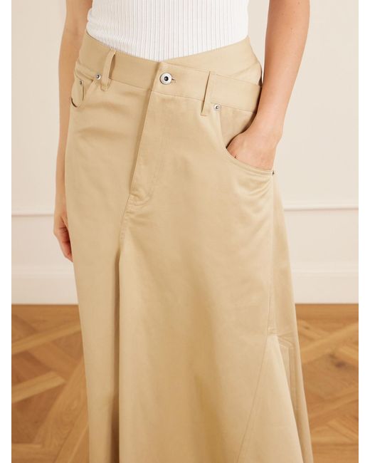 Loewe White Asymmetrical Cotton-Gabardine Midi Skirt