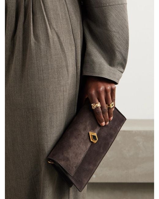 Metier Brown Parallel 22 Small Suede Shoulder Bag