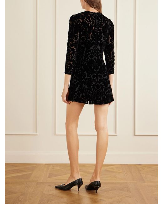 Gucci Black Devoré-Velvet Mini Dress