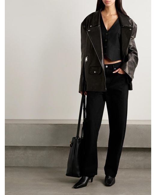 Citizens of Humanity Black Miro Long Mid-Rise Barrel-Leg Jeans