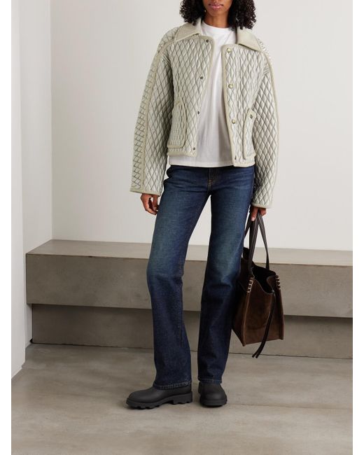 Veste Matelassée En Tissu Technique À Finitions En Velours De Coton Côtelé Burberry en coloris White