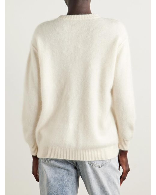 Kallmeyer White Lena Brushed-Cashmere Sweater
