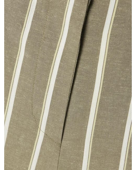 Faithfull The Brand Green Maeve Striped Cotton And Linen-Blend Wide-Leg Pants