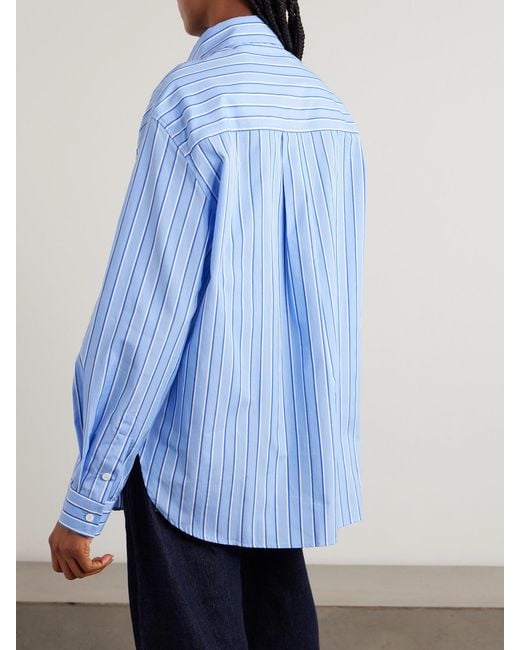 Matteau Blue Striped Organic Cotton-Poplin Shirt