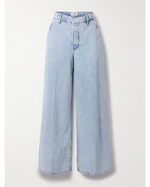 FRAME Blue The Wide Trouser High-Rise Wide-Leg Organic Jeans