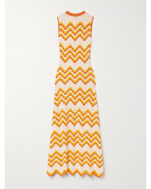 Escvdo Metallic Huayna Crocheted Organic Cotton Maxi Dress