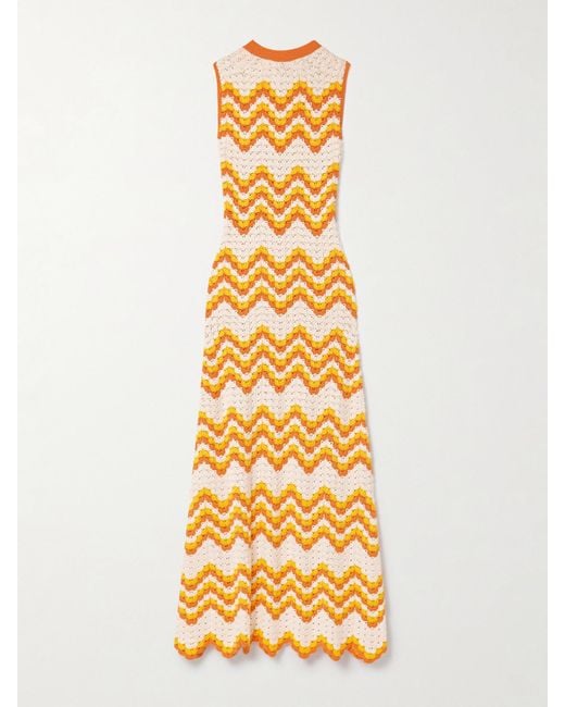 Escvdo Metallic Huayna Crocheted Organic Cotton Maxi Dress