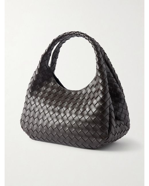 Bottega Veneta Black Campana Small Intrecciato Leather Shoulder Bag