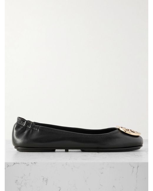 Tory Burch White Minnie Travel Ballerinas Aus Leder Mit Logodetail