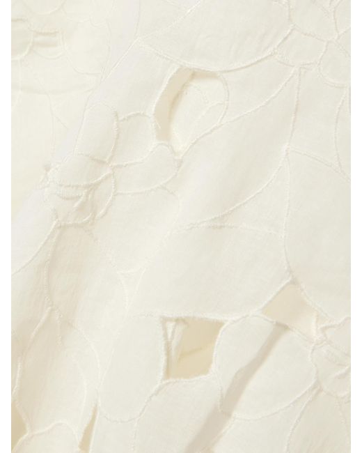 Ulla Johnson Natural Ali Cutout Embroidered Cotton-Voile Top
