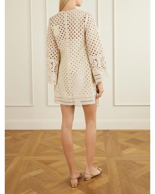Zimmermann Natural Indra Broderie Anglaise Cotton Mini Dress