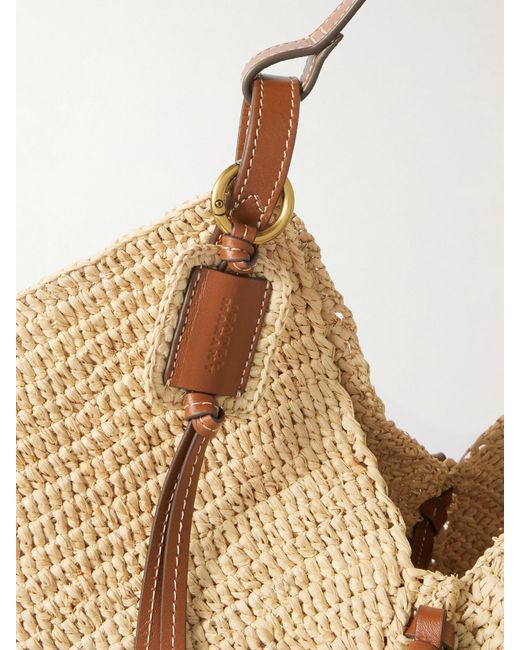 Isabel Marant Natural 25P Tampa Beuteltasche Aus Raffiabast Mit Lederbesätzen