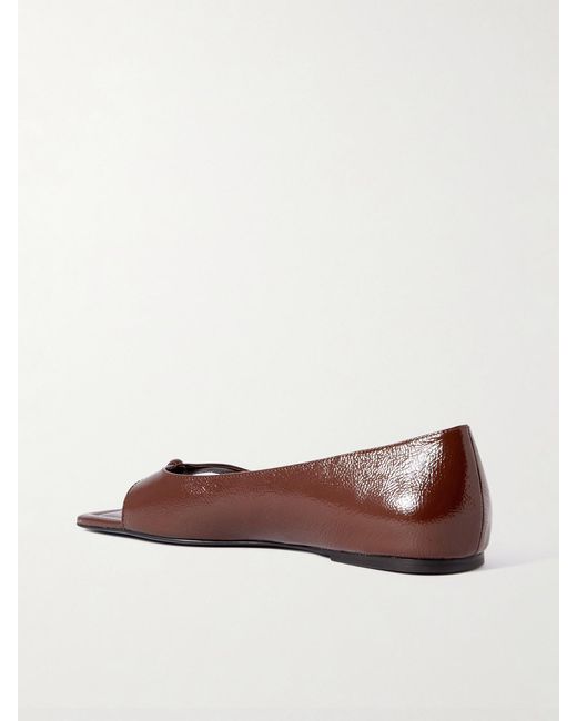 St. Agni Brown 90S Crinkled Patent-Leather Pumps