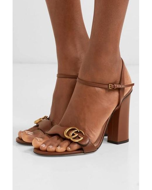 Gucci marmont leather 2025 double g sandals