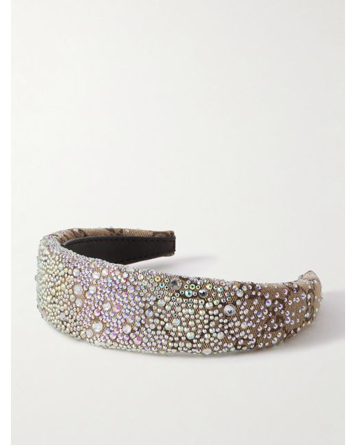 Gucci Natural Crystal-Embellished Canvas-Jacquard Headband