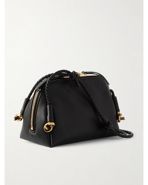 Bottega Veneta Black Concert Small Intrecciato Trimmed Leather Pouch
