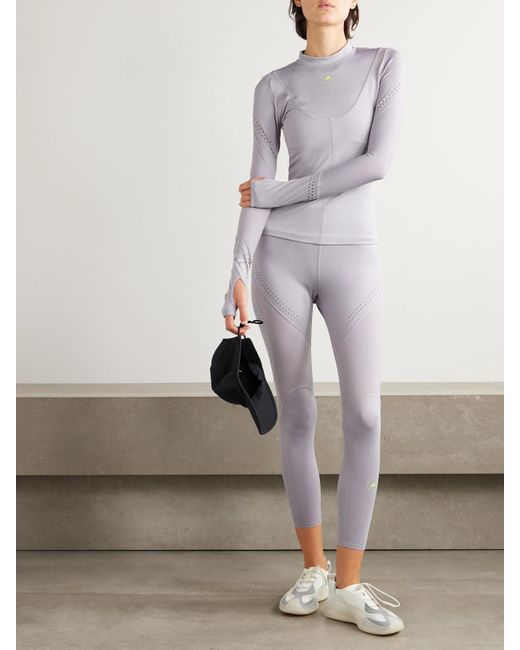 Adidas By Stella McCartney Gray Truepurpose Oberteil Aus Recyceltem Stretch-Jersey Mit Perforationen