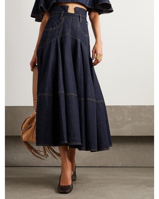 Zimmermann Blue Hypnotic Midi-Jeansrock