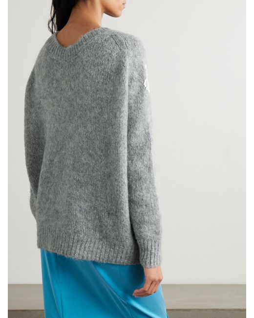 BERNADETTE Gray Orchidea Crystal And Sequin-Embellished Alpaca-Blend Sweater