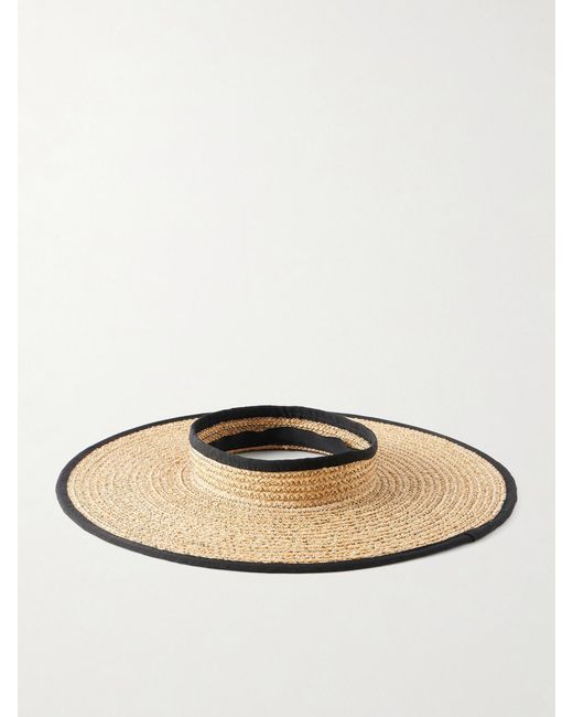 Gigi Burris Millinery Natural Ines Cotton-Trimmed Straw Visor