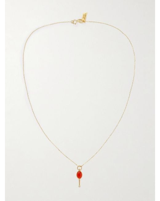 Loren Stewart White Stellar Key 14-Karat And Opal Necklace