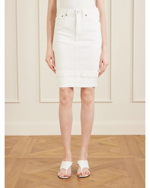 Khaite White Kendra Denim Midi Skirt