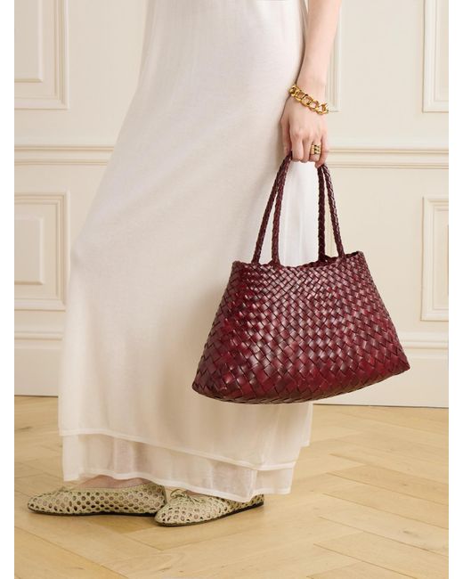 Dragon Diffusion Red Santa Croce Big Woven Leather Tote Bag