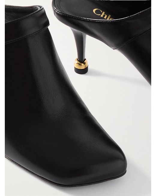 Chloé Black Andrea Mules Aus Leder Mit Schnallen