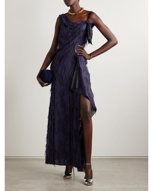 Jason Wu Blue Asymmetric Fil Coupé Woven Maxi Dress