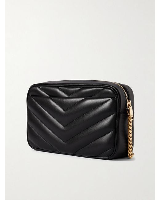 Saint Laurent Black Loulou Matelassé Textured-Leather Shoulder Bag