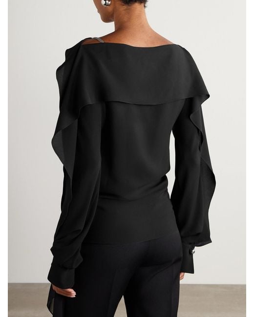 Lanvin Black Long Sleeve Top With Ruffles