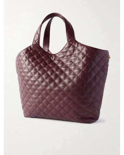 Saint Laurent Purple Icare Xl Tote Aus Gestepptem Leder Mit Verzierung