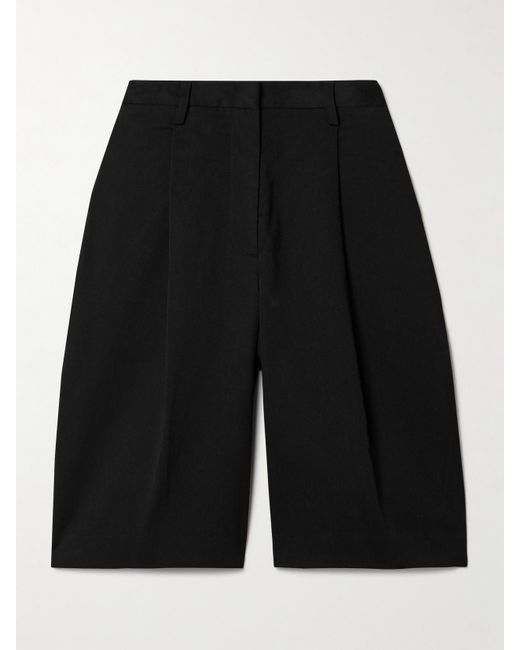 Matteau Black Shorts Aus Twill Aus Einer Biobaumwollmischung Mit Bundfalten