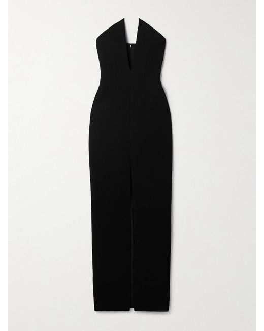 Monot Black Strapless Crepe Gown