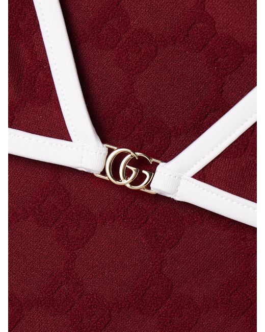 Gucci Red Embellished Flocked Bikini