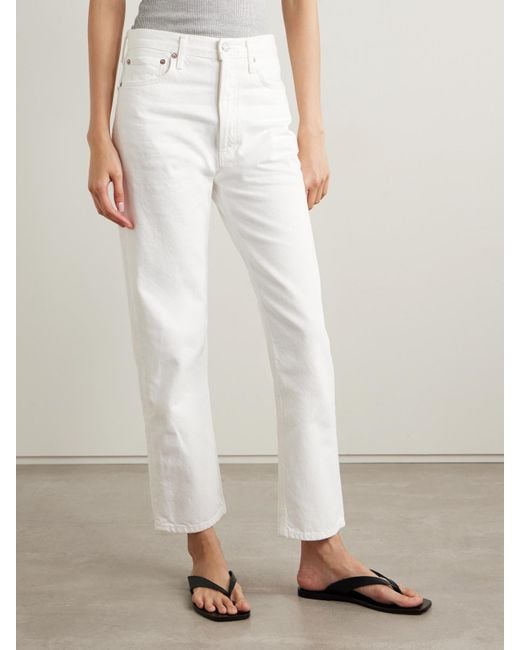 Agolde White '90S Pinch Waist Cropped High-Rise Straight-Leg Jeans